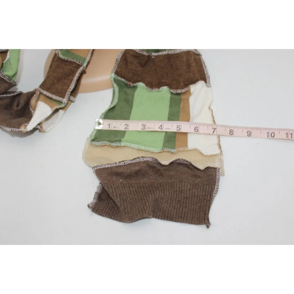 Scarf Upcycled Green Brown Whit Sweaters Winter Wedding ~8 ft Long Handmade Boho